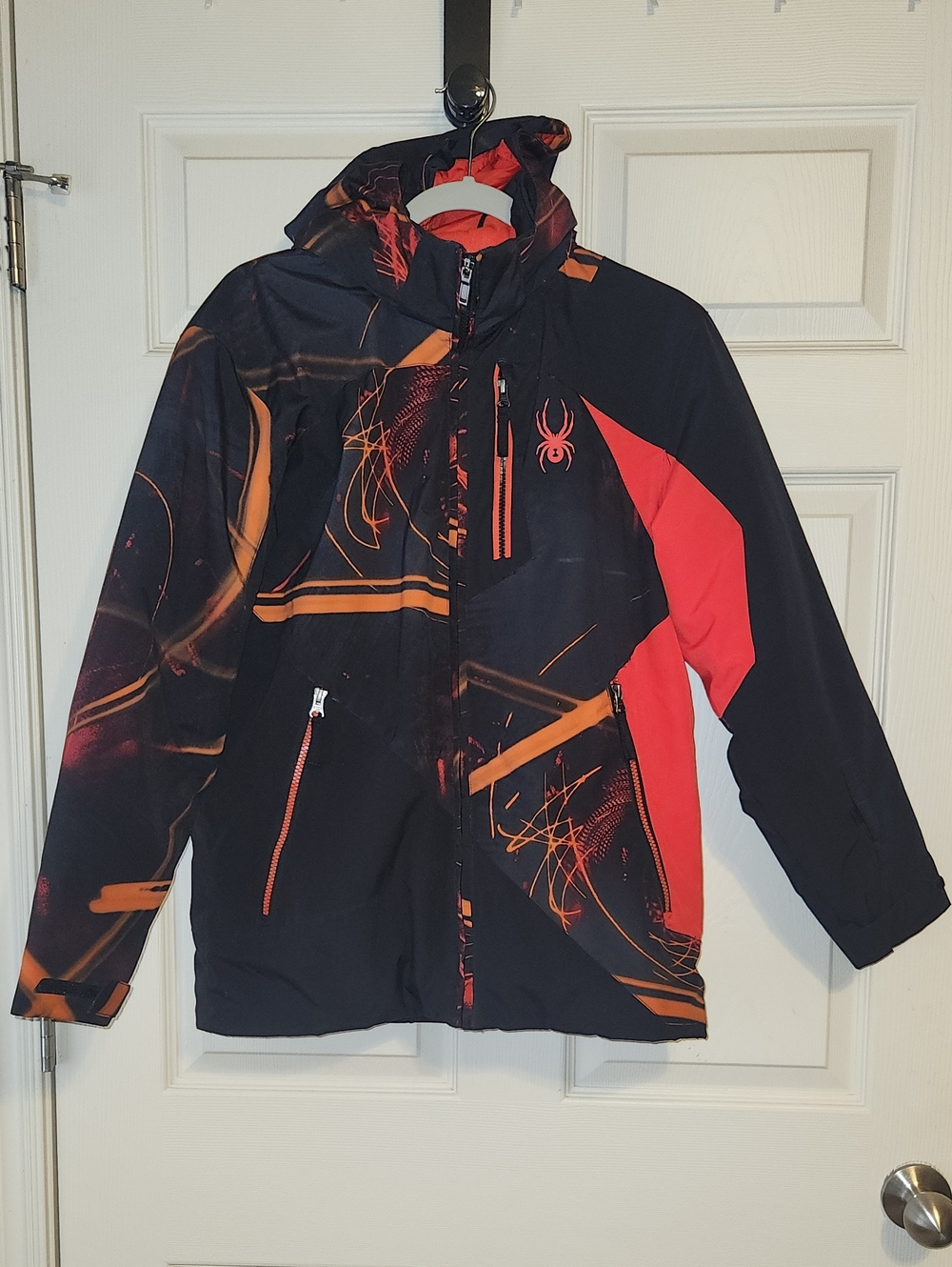 Spyder Ski Jacket Kids Size 18 Black, Red & Orange